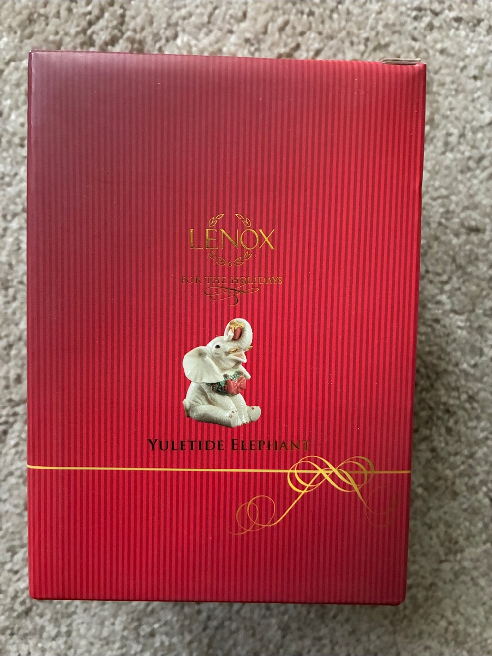 Lenox Red and Gold Yuletide Elephant Boxed Holiday Figurine